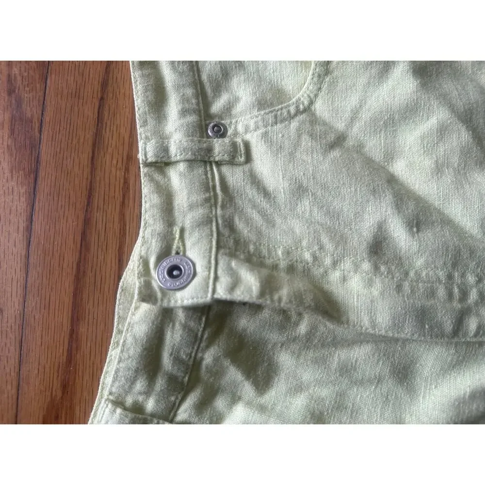 Liz Claiborne Yellow Linen Blend Shorts Petite 10 High Rise Retro Style